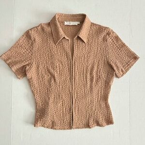 ASTR the Label Puckered Short Sleeve Top